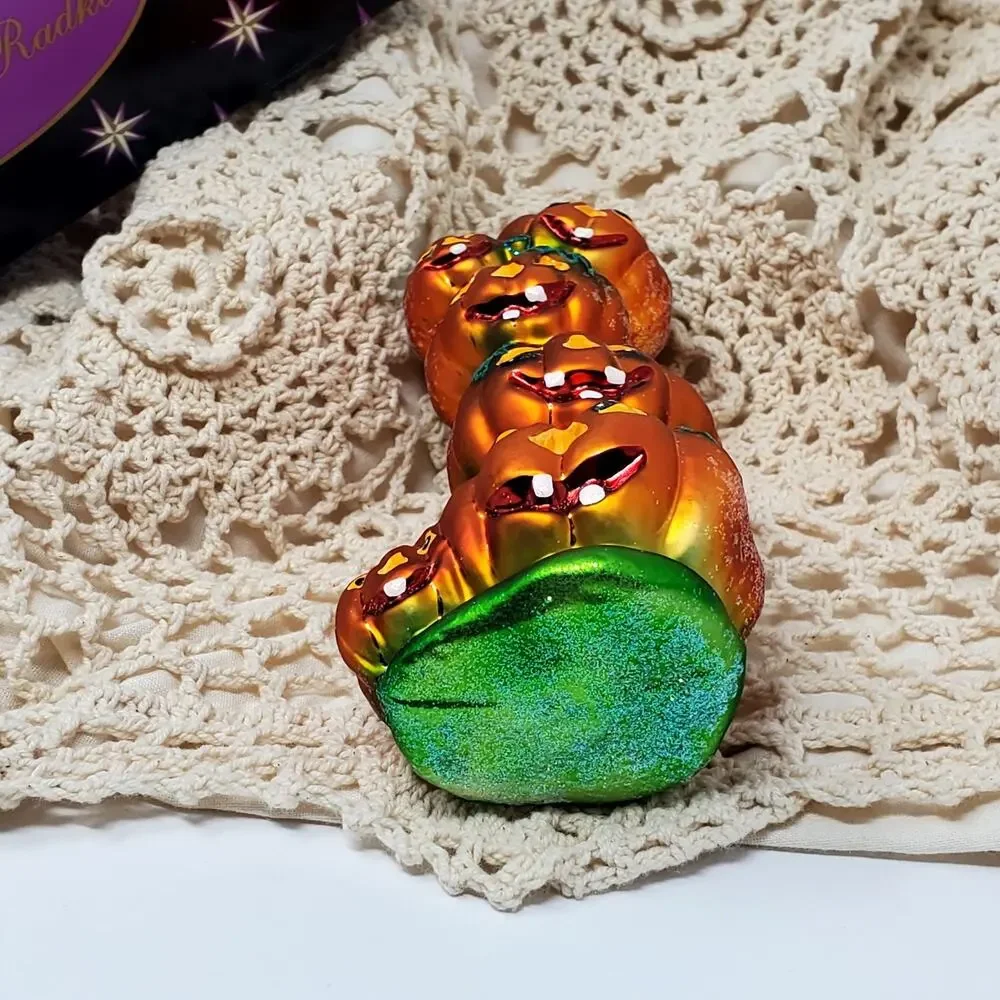 Christopher Radko Stack O Lanterns Halloween Pumpkins Glass Christmas Ornaments